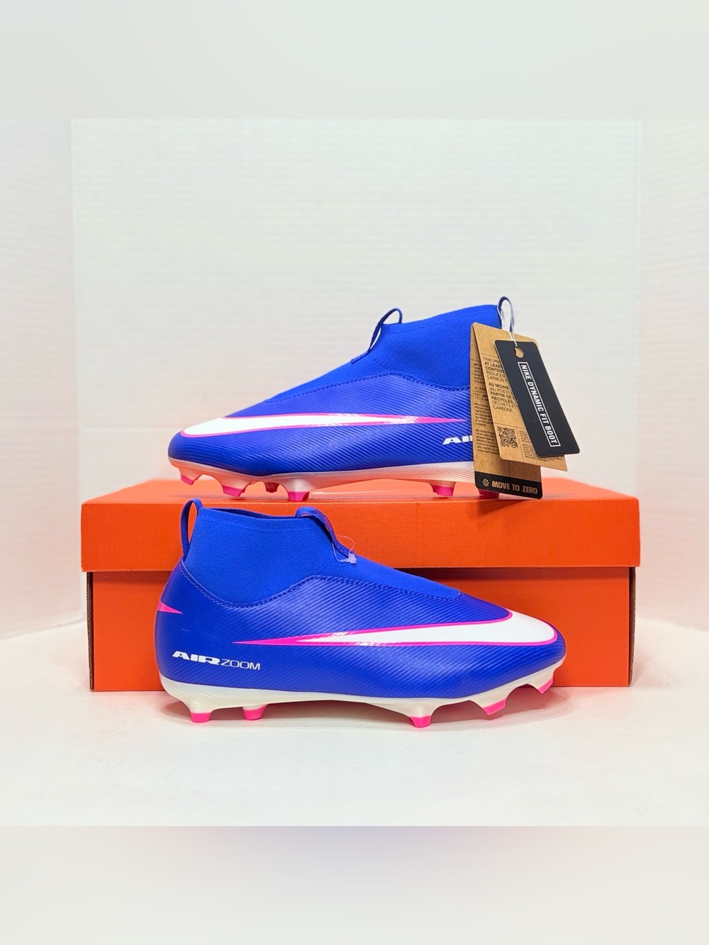 Nike Kids Blue Soccer Cleats with Pink and White Accents Mercurial Superfly 10
